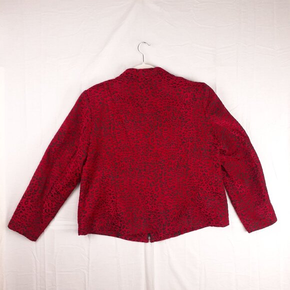 Molly & Max Red & Black Leopard Print Zip-Up Womens Blazer Jacket‎ 1X - Picture 2 of 10